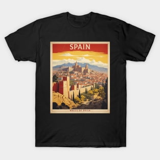 Walls of Avila Spain Travel Tourism Retro Vintage Art T-Shirt